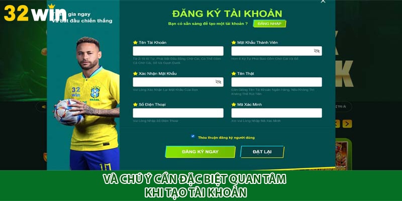 Và chú ý cần đặc biệt quan tâm khi tạo tài khoản